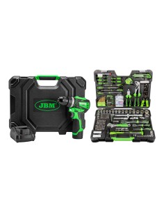 60058C TALADRO PERCUTOR A BATERÍA DE 12V CON MALETÍN + 53212 MALETÍN DE HERRAMIENTAS DE 302 PIEZAS