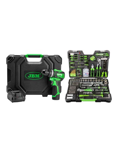 60058C TALADRO PERCUTOR A BATERÍA DE 12V CON MALETÍN + 53212 MALETÍN DE HERRAMIENTAS DE 302 PIEZAS