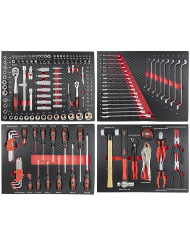 SET DE 4 MÓDULOS EVA CARBONO PARA CARRO DE HERRAMIENTAS - ROJO