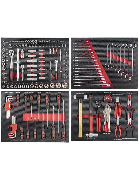 SET DE 4 MÓDULOS EVA CARBONO PARA CARRO DE HERRAMIENTAS - ROJO