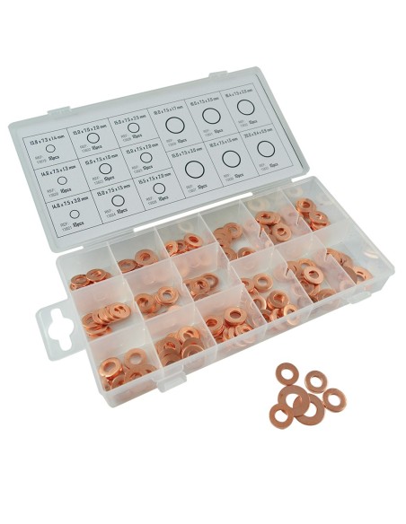54391 COMPROBADOR DE INYECTORES DIESEL + 53229 ESTUCHE DE ARANDELAS DE COBRE PARA INYECTOR 150 PCS