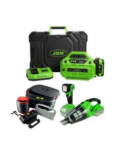 60003C COMPRESOR A BATERÍA CON MALETÍN + 60001 ASPIRADOR PORTÁTIL A BATERÍA + 60035 + 52618