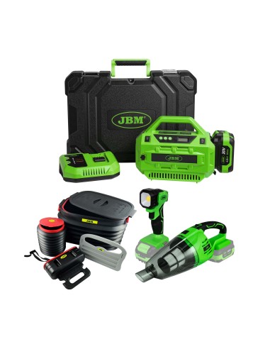 60003C COMPRESOR A BATERÍA CON MALETÍN + 60001 ASPIRADOR PORTÁTIL A BATERÍA + 60035 + 52618