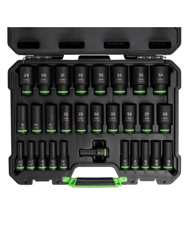 SET DE 29 VASOS DE IMPACTO LARGOS HEXAGONALES 1/2"