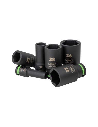 SET DE 29 VASOS DE IMPACTO LARGOS HEXAGONALES 1/2"