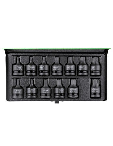 SET DE 13 PUNTAS DE IMPACTO HEXAGONALES Y TORX DE 1/2"