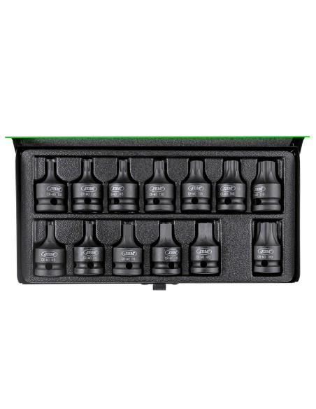 SET DE 13 PUNTAS DE IMPACTO HEXAGONALES Y TORX DE 1/2"