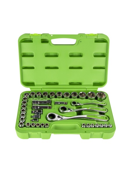 MALETÍN DE HERRAMIENTAS GO-THROUGH DE 39 PIEZAS DE 1/2", 1/4" Y 3/2" CROMADO