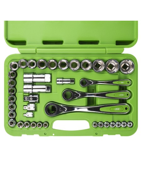 MALETÍN DE HERRAMIENTAS GO-THROUGH DE 39 PIEZAS DE 1/2", 1/4" Y 3/2" CROMADO