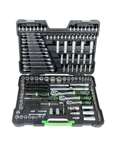 MALETÍN DE HERRAMIENTAS DE 216 PIEZAS CON VASOS HEXAGONALES DE 1/4", 3/8" Y 1/2" CINCADO
