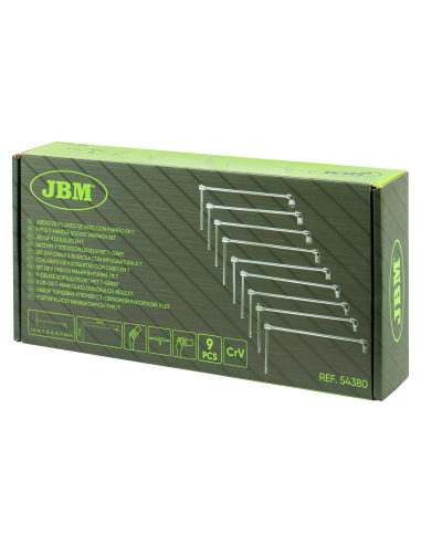JUEGO DE 9 LLAVES DE VASO ARTICULADO CON MANGO EN T (7-19MM)