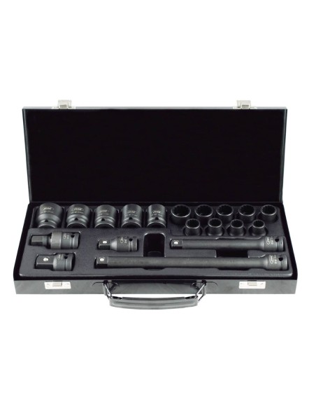 SET DE 19 PIEZAS DE IMPACTO DE 1/2" CON 14 VASOS DE 12 CANTOS + ADAPTADORES