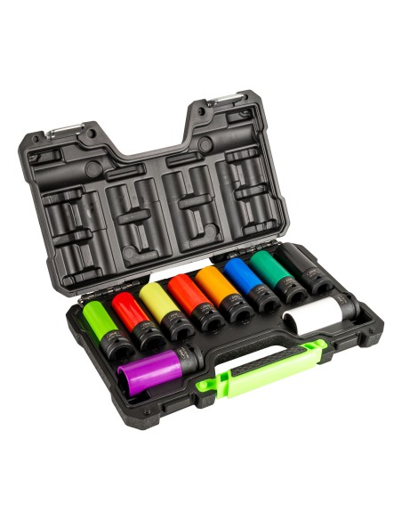 SET DE 10 VASOS DE IMPACTO DE 1/2" ESPECIAL EXTRACCIÓN RUEDAS