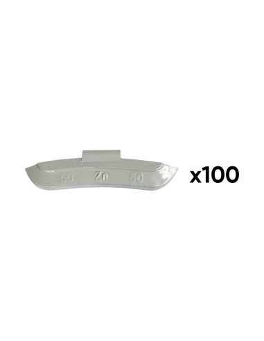 CAJA DE 100 CONTRAPESAS ZINC GRAPA 50GR. ESPECIAL LLANTA UNIVERSAL