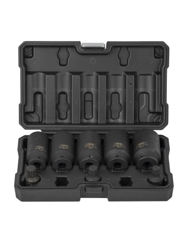SET DE 5 VASOS HEXAGONALES Y 3 PUNTAS DE IMPACTO XZN DE 1/2"