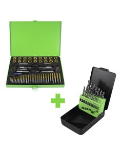 PROMO: 50792 ESTUCHE MÉTRICO CON 58 PIEZAS DE MACHOS Y TERRAJAS RECUBIERTAS DE TITANIO + 53854