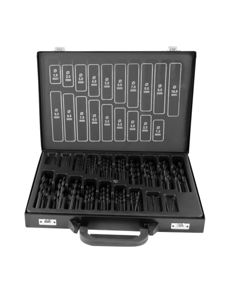 ESTUCHE DE BROCAS HELICOIDALES 1-10MM HSS 4241 NEGRO