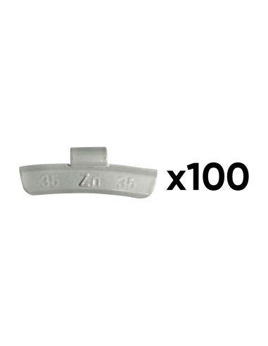 CAJA DE 100 CONTRAPESAS ZINC GRAPA 35GR. ESPECIAL LLANTA ALEACIÓN