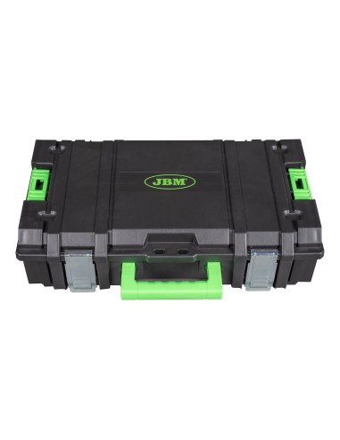 CAJA PARA HERRAMIENTAS APILABLE CON 2 ORGANIZADORES LATERALES DE PIEZAS (11 COMPARTIMENTOS)