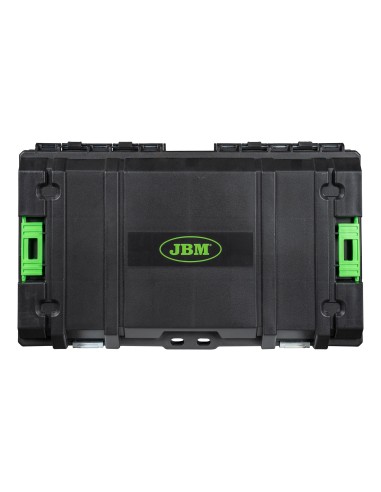 CAJA PARA HERRAMIENTAS APILABLE CON 2 ORGANIZADORES LATERALES DE PIEZAS (11 COMPARTIMENTOS)