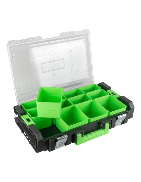 CAJA PARA HERRAMIENTAS APILABLE CON 12 COMPARTIMENTOS