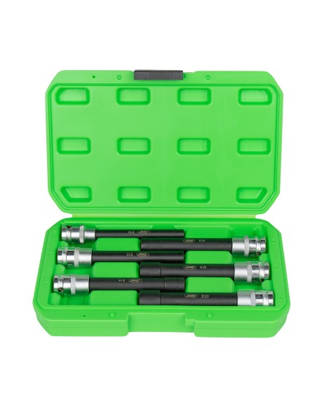 SET DE 6 VASOS TORX TIPO E EXTRA LARGOS DE 1/2" CINCADO