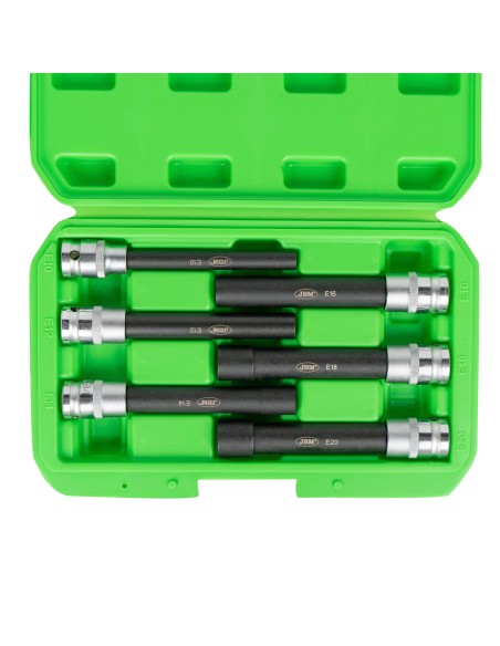 SET DE 6 VASOS TORX TIPO E EXTRA LARGOS DE 1/2" CINCADO