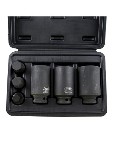 SET DE 3 VASOS Y 3 PUNTAS DE IMPACTO HEXAGONALES DE 1/2"