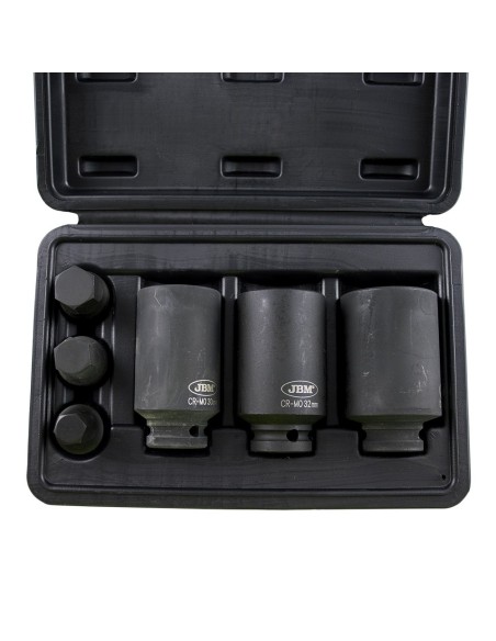 SET DE 3 VASOS Y 3 PUNTAS DE IMPACTO HEXAGONALES DE 1/2"