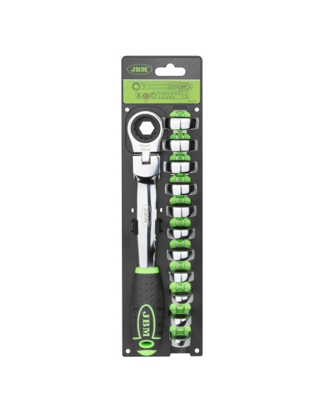 LLAVE DE TRINQUETE CON CABEZAL INTERCAMBIABLE 12 PCS