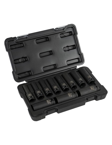 SET DE 11 VASOS DE IMPACTO LARGOS DE 12 CANTOS DE 1/2"