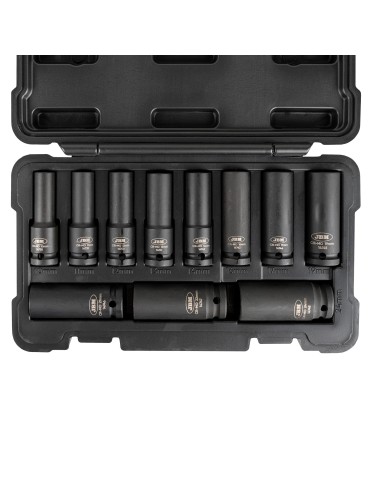 SET DE 11 VASOS DE IMPACTO LARGOS DE 12 CANTOS DE 1/2"