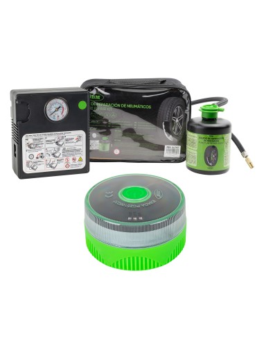 KIT PARA VEHÍCULO - BALIZA V16 GEOLOCALIZABLE + KIT SELLADOR DE PINCHAZOS
