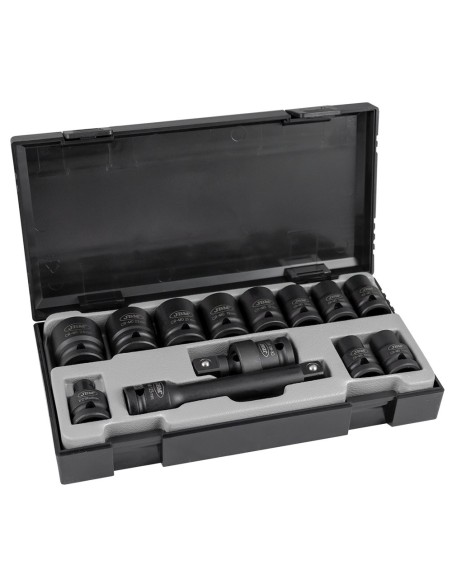 SET DE 13 VASOS DE IMPACTO HEXAGONALES DE 1/2" + ADAPTADOR