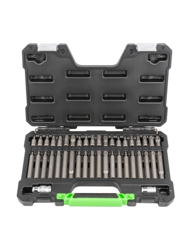 MALETÍN DE 42 PUNTAS HEXAGONALES, 12 CANTOS Y TORX INVIOLABLES DE 1/2 Y 3/8"