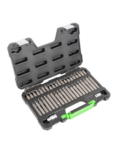 MALETÍN DE 42 PUNTAS HEXAGONALES, 12 CANTOS Y TORX INVIOLABLES DE 1/2 Y 3/8"