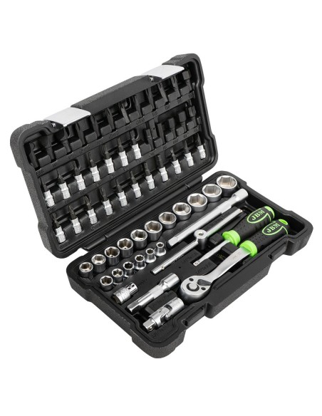 ESTUCHE DE HERRAMIENTAS DE 59 PIEZAS CON VASOS HEXAGONALES 3/8" CINCADO