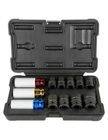 SET DE 12 VASOS DE IMPACTO DE 1/2" ESPECIAL EXTRACCIÓN RUEDAS