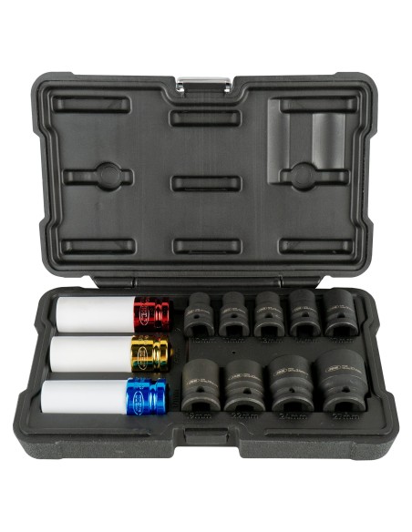SET DE 12 VASOS DE IMPACTO DE 1/2" ESPECIAL EXTRACCIÓN RUEDAS
