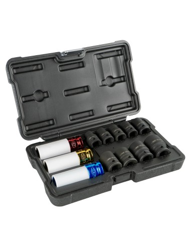 SET DE 12 VASOS DE IMPACTO DE 1/2" ESPECIAL EXTRACCIÓN RUEDAS
