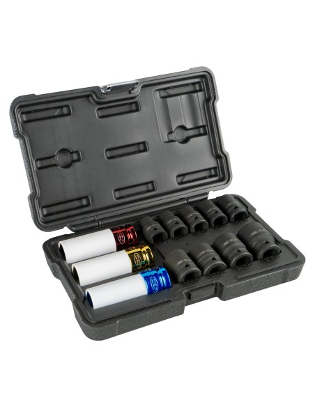 SET DE 12 VASOS DE IMPACTO DE 1/2" ESPECIAL EXTRACCIÓN RUEDAS