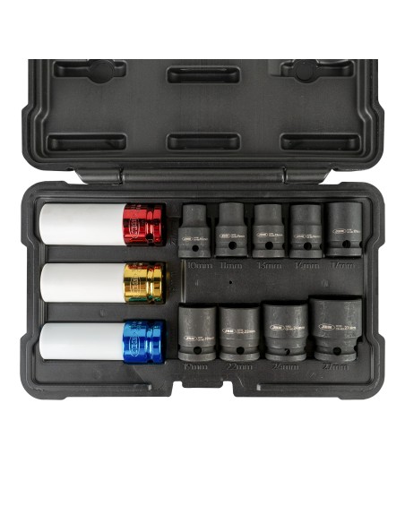 SET DE 12 VASOS DE IMPACTO DE 1/2" ESPECIAL EXTRACCIÓN RUEDAS
