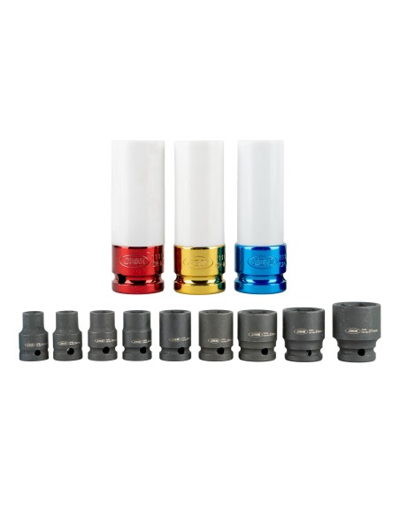 SET DE 12 VASOS DE IMPACTO DE 1/2" ESPECIAL EXTRACCIÓN RUEDAS