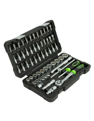 ESTUCHE DE HERRAMIENTAS DE 59 PIEZAS CON VASOS DE 12 CANTOS DE 3/8" CINCADO