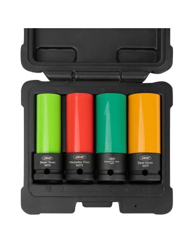 SET DE 4 VASOS DE IMPACTO DE 1/2" PARA LLANTAS DE ALEACIÓN