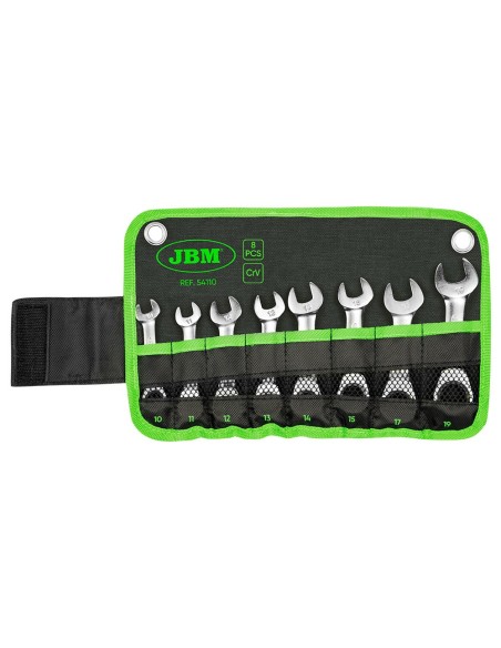 SET DE 8 LLAVES COMBINADAS CORTAS CON TRINQUETE