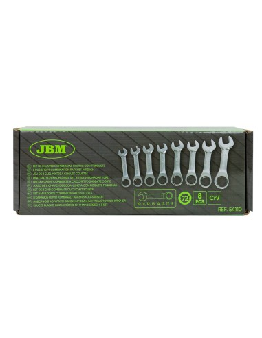 SET DE 8 LLAVES COMBINADAS CORTAS CON TRINQUETE