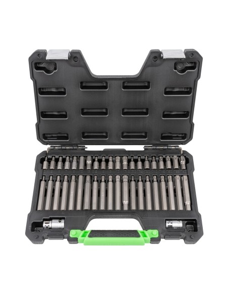 MALETÍN DE 42 PUNTAS HEXAGONALES, 12 CANTOS Y TORX DE 1/2" Y 3/8"