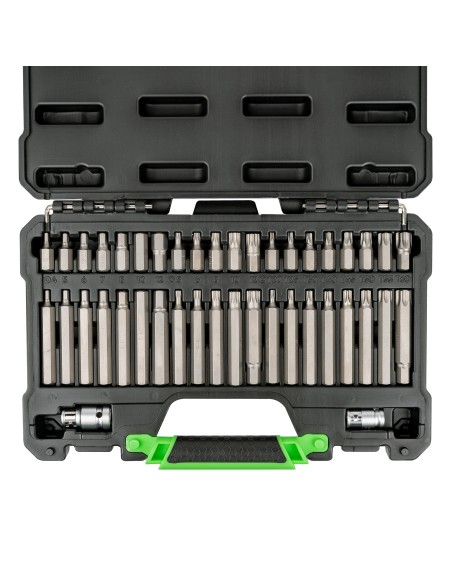 MALETÍN DE 42 PUNTAS HEXAGONALES, 12 CANTOS Y TORX DE 1/2" Y 3/8"