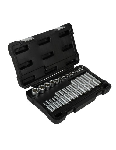SET DE 28 VASOS TORX CORTOS Y LARGOS DE 1/2", 1/4" Y 3/8" CINCADO